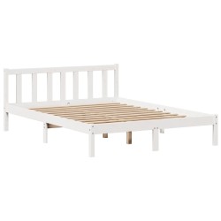 Lit bibliothèque sans matelas blanc 120x200 cm bois pin massif 
