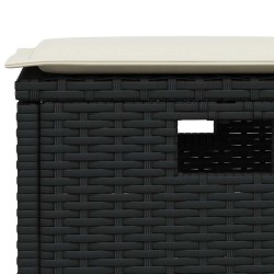 Ensemble à manger de jardin coussins 5pcs noir résine tressée 