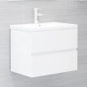 Armoire d'évier lavabo intégré blanc brillant bois d'ingénierie 