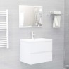 Armoire d'évier lavabo intégré blanc brillant bois d'ingénierie 