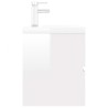 Armoire d'évier lavabo intégré blanc brillant bois d'ingénierie 