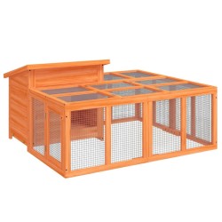 Clapier marron 144x123x67,5 cm bois de pin massif 