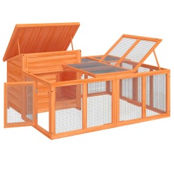 Clapier marron 144x123x67,5 cm bois de pin massif 