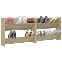 Armoires à chaussures murales 2 pcs Chêne Sonoma 80x18x60 cm 
