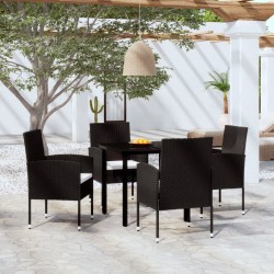 Ensemble à manger de jardin 5 pcs Noir 