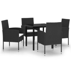 Ensemble à manger de jardin 5 pcs Noir 