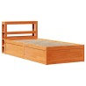 Cadre de lit avec tête de lit cire marron 75x190 cm bois de pin 