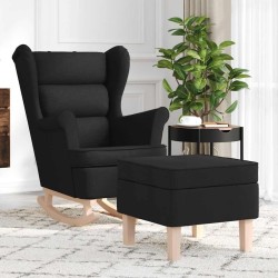 Chaise à bascule avec repose-pied Noir Tissu 