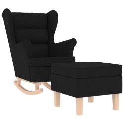 Chaise à bascule avec repose-pied Noir Tissu 