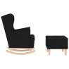 Chaise à bascule avec repose-pied Noir Tissu 