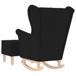 Chaise à bascule avec repose-pied Noir Tissu 