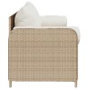 Canapé de jardin avec coussins 3 places beige résine tressée 