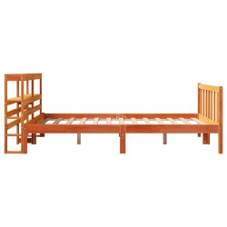 Cadre de lit et tête de lit sans matelas cire marron 140x200 cm 
