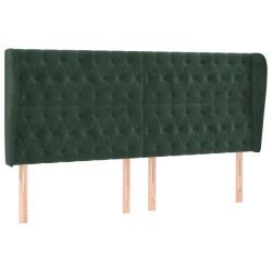Tête de lit avec oreilles Vert foncé 183x23x118/128 cm Velours 