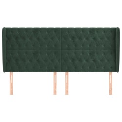 Tête de lit avec oreilles Vert foncé 183x23x118/128 cm Velours 
