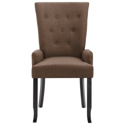 Chaises à manger avec accoudoirs lot de 2 marron tissu 