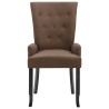Chaises à manger avec accoudoirs lot de 2 marron tissu 