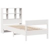 Lit bibliothèque sans matelas blanc 90x190cm bois de pin massif 