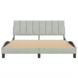 Cadre de lit sans matelas gris clair 160x200 cm velours 