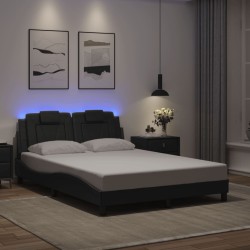 Cadre de lit avec LED sans matelas gris 140x200 cm 