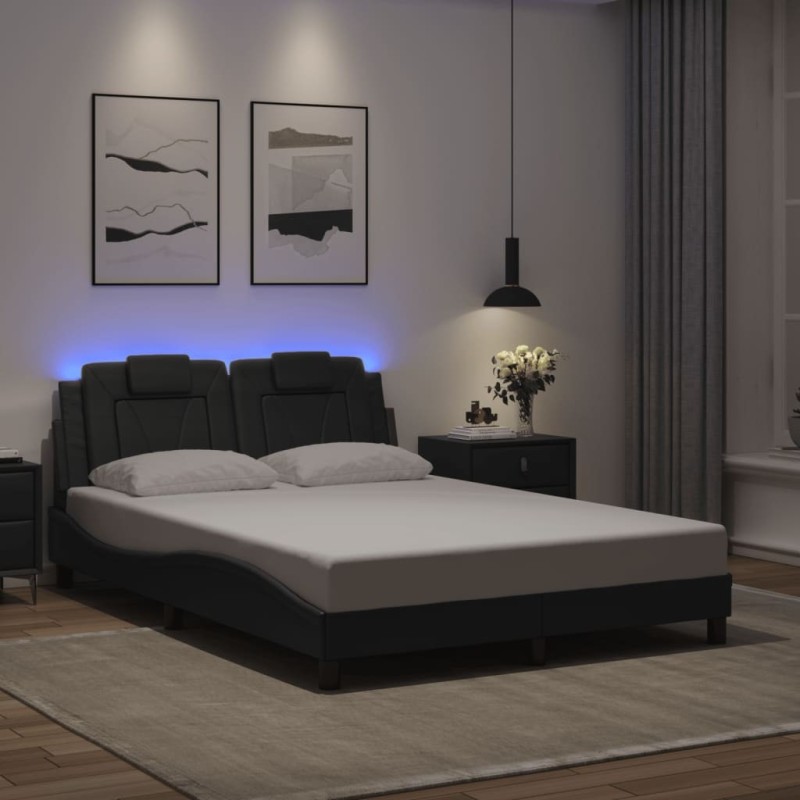 Cadre de lit avec LED sans matelas gris 140x200 cm 