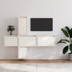 Meubles TV 5 pcs Blanc Bois massif de pin 