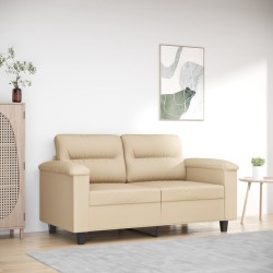 Canapé à 2 places Crème 120 cm Tissu microfibre 
