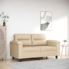 Canapé à 2 places Crème 120 cm Tissu microfibre 