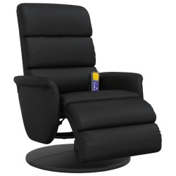 Fauteuil inclinable de massage repose-pieds noir similicuir 