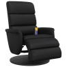 Fauteuil inclinable de massage repose-pieds noir similicuir 