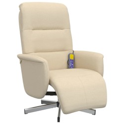 Fauteuil inclinable de massage avec repose-pieds crème tissu 