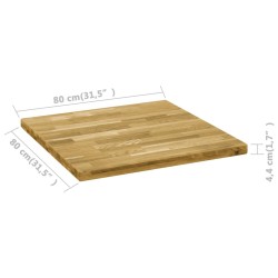 Dessus de table Bois de chêne massif Carré 44 mm 80x80 cm 