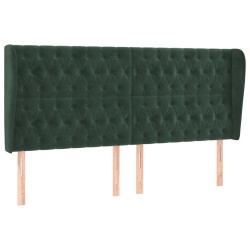 Tête de lit avec oreilles Vert foncé 203x23x118/128 cm Velours 