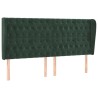 Tête de lit avec oreilles Vert foncé 203x23x118/128 cm Velours 