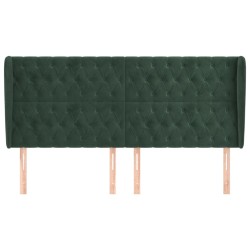 Tête de lit avec oreilles Vert foncé 203x23x118/128 cm Velours 