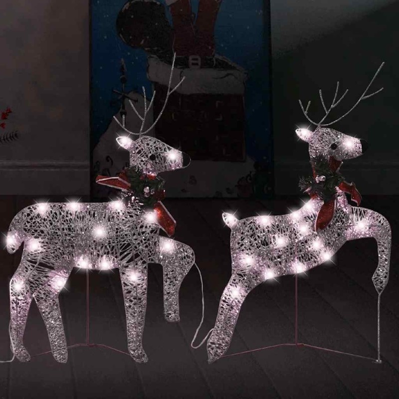 Rennes de Noël 2 pcs Doré 40 LED 
