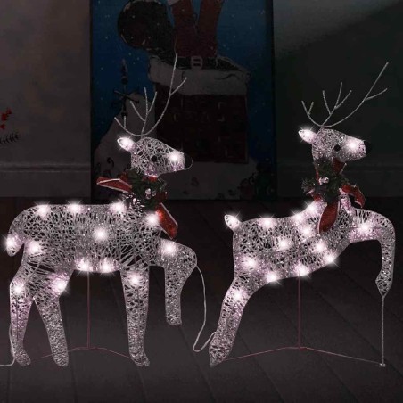 Rennes de Noël 2 pcs Doré 40 LED 