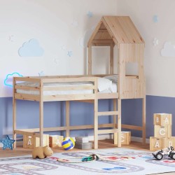 Lit superposé avec échelle et toit sans matelas 90x190 cm 