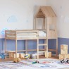 Lit superposé avec échelle et toit sans matelas 90x190 cm 