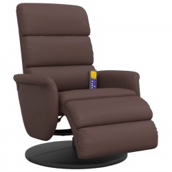 Fauteuil inclinable de massage repose-pieds marron similicuir 