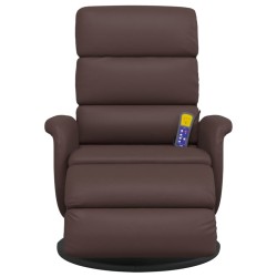 Fauteuil inclinable de massage repose-pieds marron similicuir 