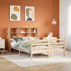 Lit bibliothèque sans matelas 120x190 cm bois de pin massif 