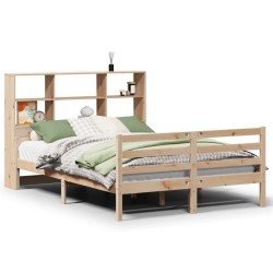 Lit bibliothèque sans matelas 120x190 cm bois de pin massif 