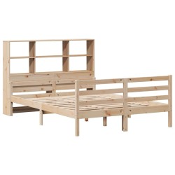 Lit bibliothèque sans matelas 120x190 cm bois de pin massif 