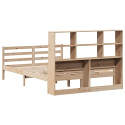 Lit bibliothèque sans matelas 120x190 cm bois de pin massif 
