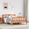 Cadre de lit et tête de lit sans matelas cire marron 140x190 cm 