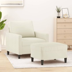 Fauteuil avec repose-pied Crème 60 cm Velours 