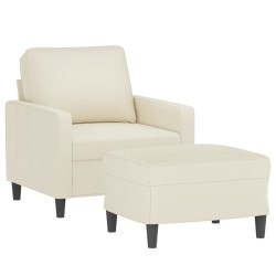 Fauteuil avec repose-pied Crème 60 cm Velours 