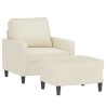 Fauteuil avec repose-pied Crème 60 cm Velours 