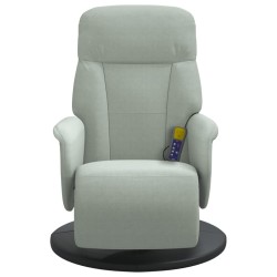 Fauteuil inclinable de massage repose-pied gris clair velours 